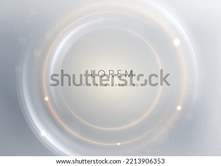 Abstract gold circles lines overlapping on grey background. with lighting effect sparkle. Template premium award design. Vector illustration