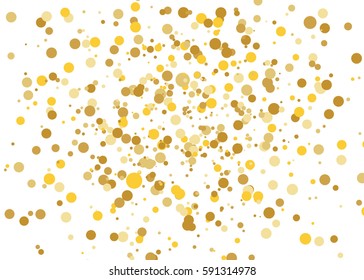 Abstract gold circles. Vector confetti design pattern. Falling shiny dots. Eps10.