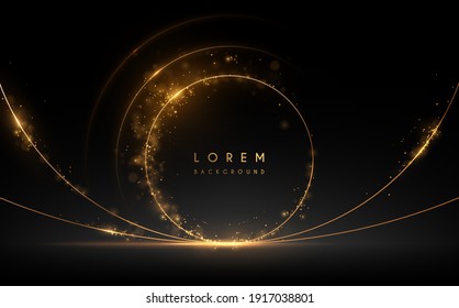 Abstract Gold Cirle Lines With Glow Effect