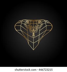 Abstract gold cobra polygon template on a black background. Vector illustration. 