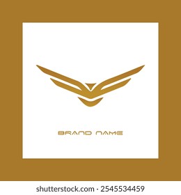 Abstract gold color birds silhouettes logo on white background, wings and feathers elements logotype set vector illustration