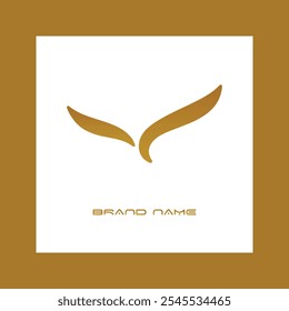 Abstract gold color birds silhouettes logo on white background, wings and feathers elements logotype set vector illustration