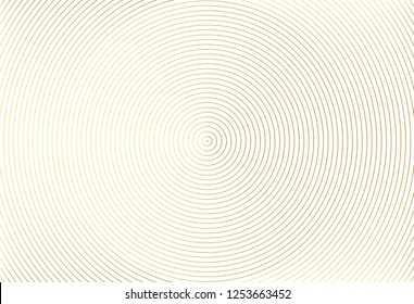 Abstract gold color circle vector background. Modern graphic template. Circles going to the center. Monochrome graphic.