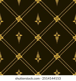Abstract Gold color hand draw kanok pattern background, kanok floral pattern, kanok backdrop, Ethnic background style, Southeast fabric