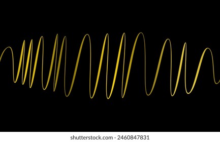 Abstract gold color line pattern on black background. Seamless stripe wavy element template