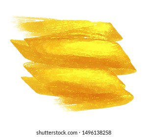 Abstract gold color scribble vector stroke design. Bright watercolor liquid hand drawn illustration, label. Metal festive paper texture artistic wallpaper, art print, card, smear element