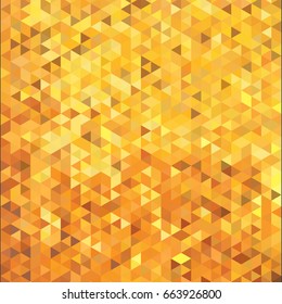 Abstract gold color triangles mosaic, cube tile. vector background wallpaper