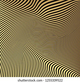 Abstract gold color vector circle halftone  background. Gradient retro line pattern design. Monochrome graphic.