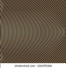 Abstract gold color vector circle halftone  background. Gradient retro line pattern design. Monochrome graphic.
