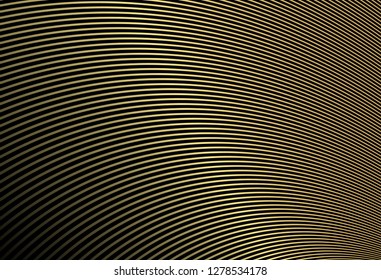 Abstract gold color warped Diagonal Striped Background. Vector curved twisted slanting, waved lines texture. Brand new style for your business design.