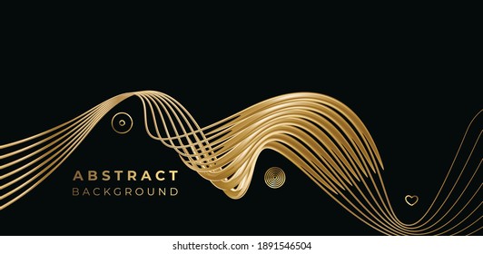 Abstract gold color wave line pattern design and background. Use for modern design, cover, poster, template, brochure, decorated, flyer, banner.