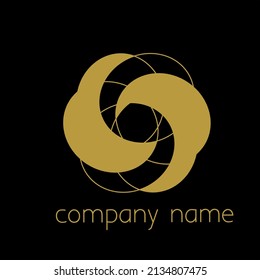 abstract gold colored logo with flower shaped deaigen