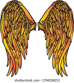 Abstract gold colour wings 3d design in white colour background