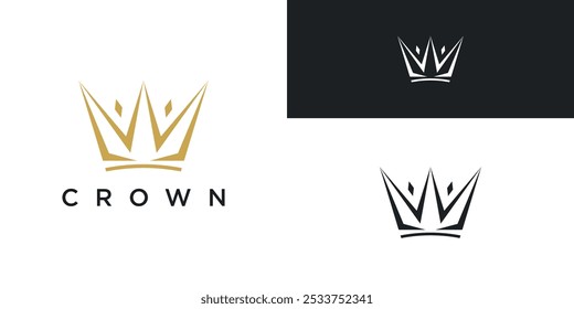 Abstract gold crown logo. Royal king icon design. Premium Vector