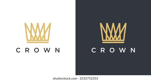 Abstract gold crown logo. Royal king icon design. Premium Vector