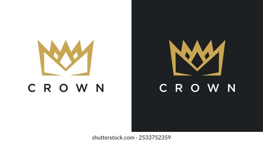 Abstract gold crown logo. Royal king icon design. Premium Vector