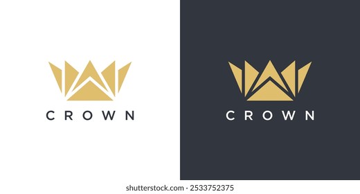 Abstract gold crown logo. Royal king icon design. Premium Vector