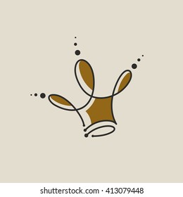 Abstract gold crown logo. Royal premium symbol. Vector illustration.