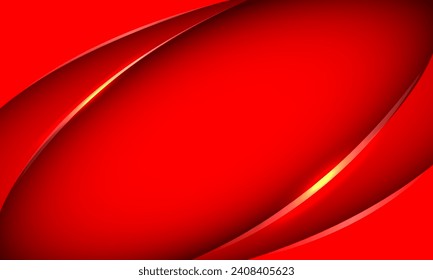 Abstract gold curve line on red luxury design modern creative background vector.