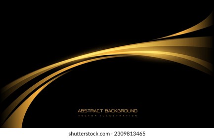 Resumen de la dinámica del movimiento de la curva dorada sobre el diseño de espacios en blanco y negro tecnología de lujo moderna ilustración del vector de fondo creativo futurista.
