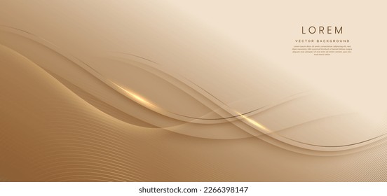 Abstract gold curved lines elegant on gold background with copy space for text. Luxury design concept. Vector illustration