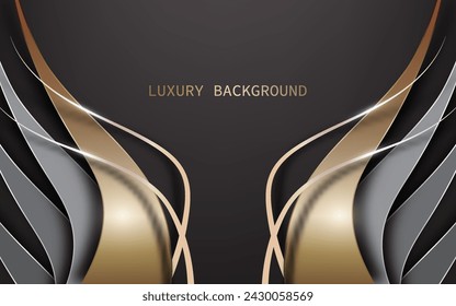 Abstract gold curved shape luxury background