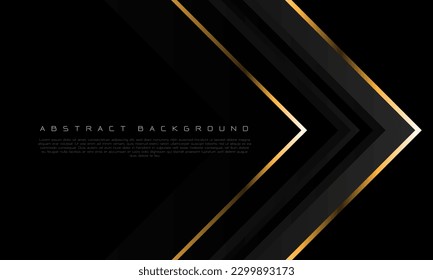 Abstract gold dark grey metallic arrow direction geometric on black blank space design modern luxury futuristic background vector illustration.
