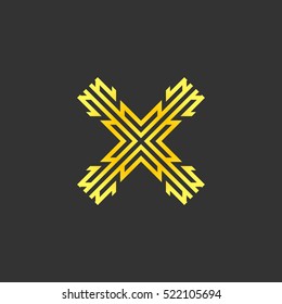 Abstract gold decorative element, pattern, cross