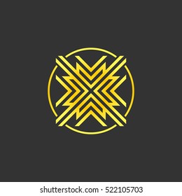 Abstract gold decorative element, pattern, cross