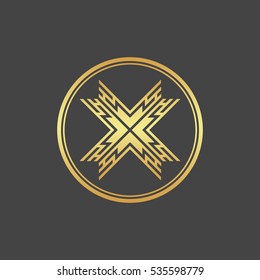 Abstract gold decorative element, pattern, cross