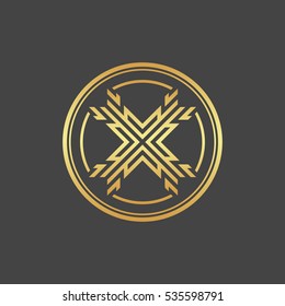 Abstract gold decorative element, pattern, cross