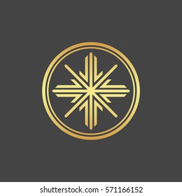 Abstract gold decorative element, pattern, cross