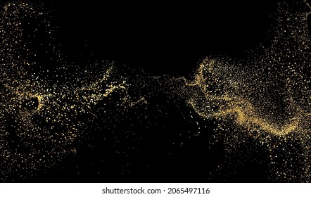 Abstract Gold design element with glitter effect on dark background for greeting card and disqount voucher.