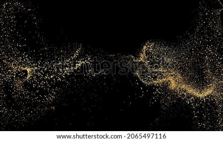 Abstract Gold design element with glitter effect on dark background for greeting card and disqount voucher.