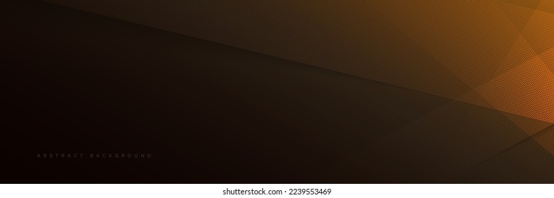 Abstract gold diagonal lines on dark background. Elegant overlap diagonal stripes. Luxury style. Modern horizontal banner template. Space for your text. Vector illustration