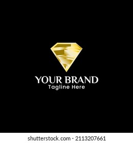 Abstract gold diamond logo is perfect for jewelry, accessories, fashion, boutique, beauty, health, etc