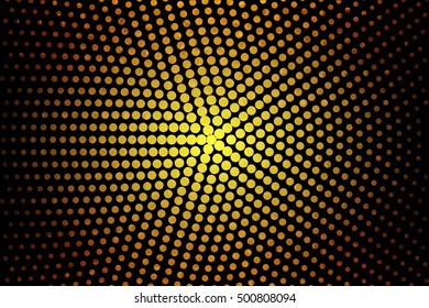 Abstract gold disco halftone circle background. Invitation or greeting card design. EPS-10