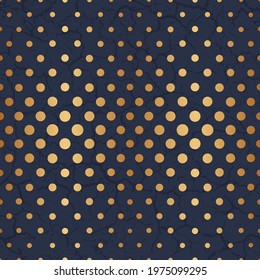 Abstract gold dot seamless pattern. Repeated geometric marble patern. Golden dots. Luxury background for design prints, gift wrappers. Repeating modern stylish texture. Delicate backdrop. Vector