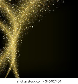 Abstract gold dust glitter star wave background, vector design template