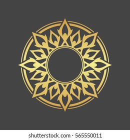 Abstract gold element for design, gold star, flower, decoration, frame.