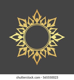 Abstract gold element for design, gold star, flower, decoration, frame.