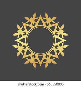 Abstract gold element for design, gold star, flower, decoration, frame.