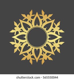 Abstract gold element for design, gold star, flower, decoration, frame.