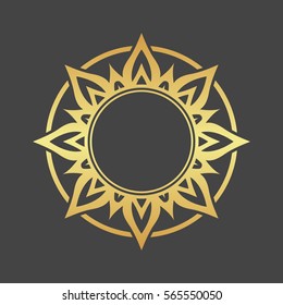 Abstract gold element for design, gold star, flower, decoration, frame.