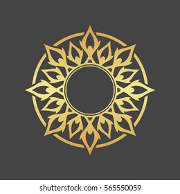 Abstract gold element for design, gold star, flower, decoration, frame.