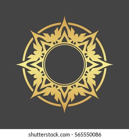 Abstract gold element for design, gold star, flower, decoration, frame.
