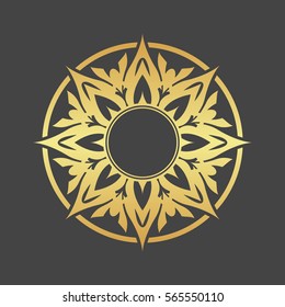 Abstract gold element for design, gold star, flower, decoration, frame.