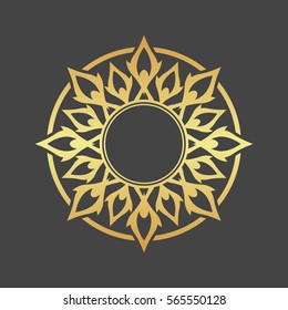 Abstract gold element for design, gold star, flower, decoration, frame.