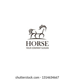 abstract gold emblem of horse on white background