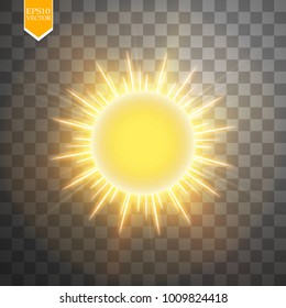Abstract gold energy ring on transparent background. Vector. Sun